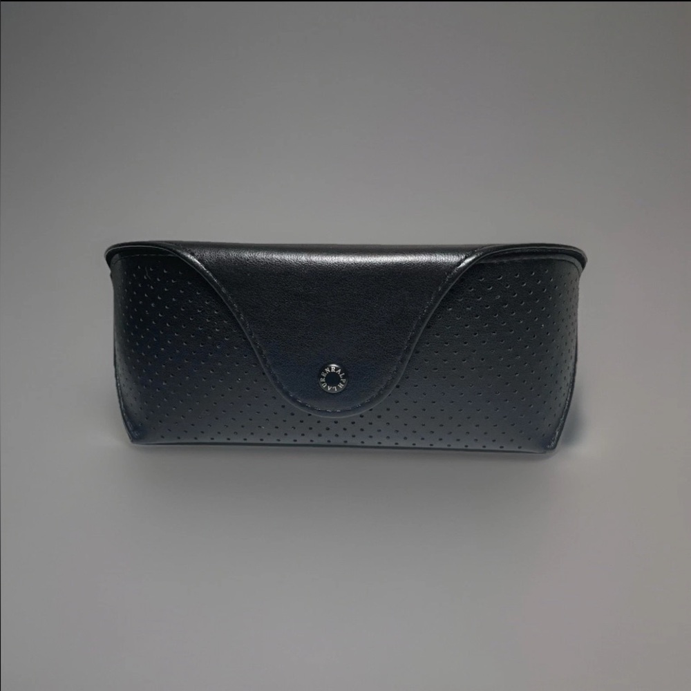 NEW RALPH LAUREN BLACK BUTTON AUTHENTIC EYEGLASSES SUNGLASSES CASE With Cloth